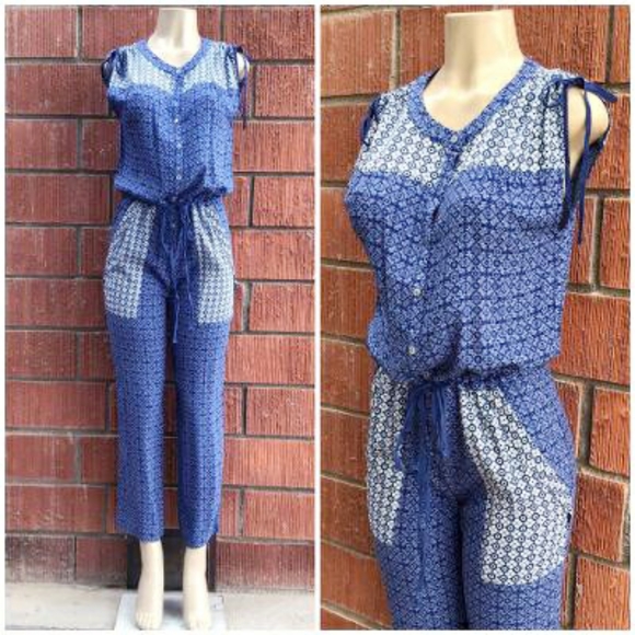 LAST 1❗️CURRENT AIR Anthro Mixed Print Sleeveless Jumpsuit - Picture 1 of 8